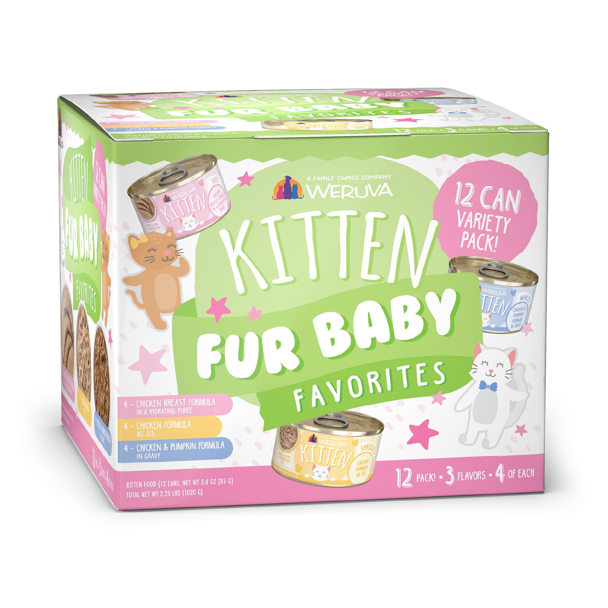 Weruva Kitten Fur Baby Favorites Variety Pack Wet Cat Food 3 oz. Count of 12