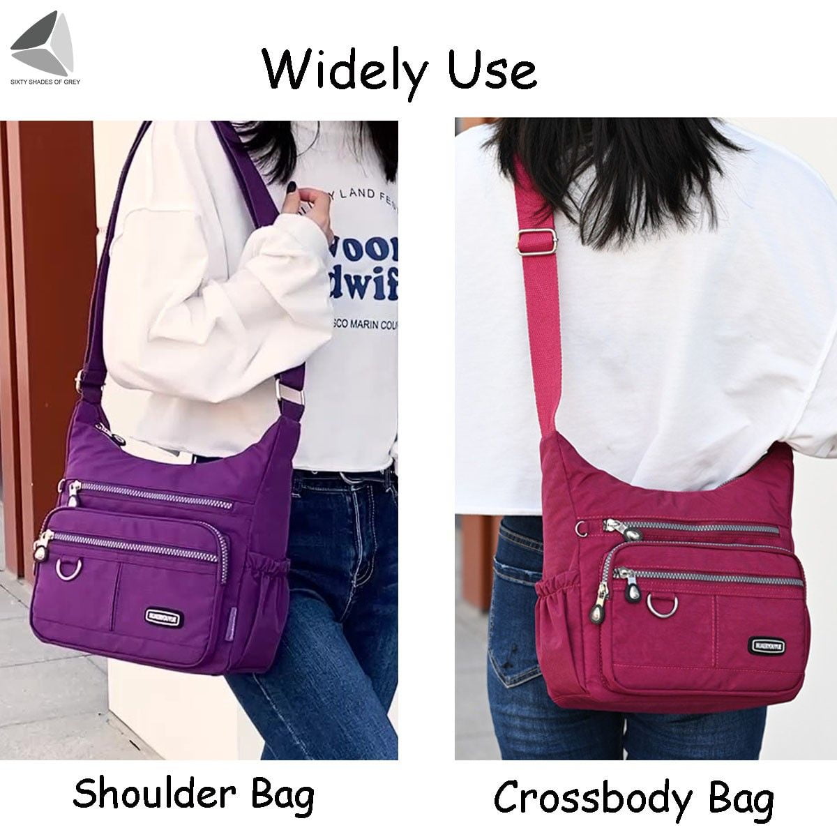 PULLIMORE Womens Waterproof Nylon Crossbody Bag Casual Messenger Bags Travel Shoulder Purse Handbag (Black)