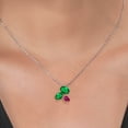 thumbnail image 3 of Gem Stone King 925 Silver and 10K Yellow Gold Green Nano Emerald and Red Created Ruby Pendant Necklace for Women (1.85 Cttw, Oval 8X6MM, 7X5MM and 6X4MM, Gemstone May Birthstone, with 18 inch Chain), 3 of 4