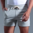 thumbnail image 4 of pstuiky Pantalones cortos para hombre, Pantalones cortos deportivos de algodón liso de tres puntos con cintura media y cordones para hombre Pantalones cortos de baloncesto, 4 of 7