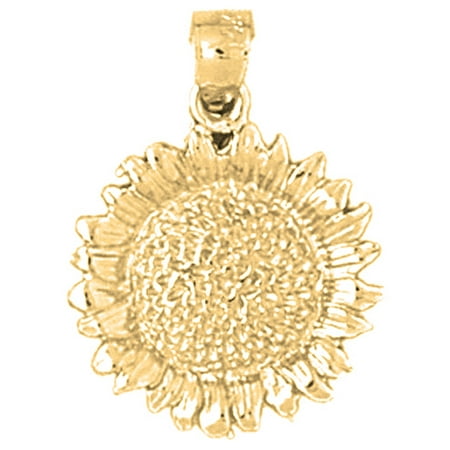 18K Yellow Gold Flower Pendant - 23 mm