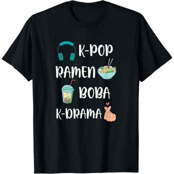 Kawaii K-Pop Ramen Boba Bubble Tea K-Drama Lover T-Shirt