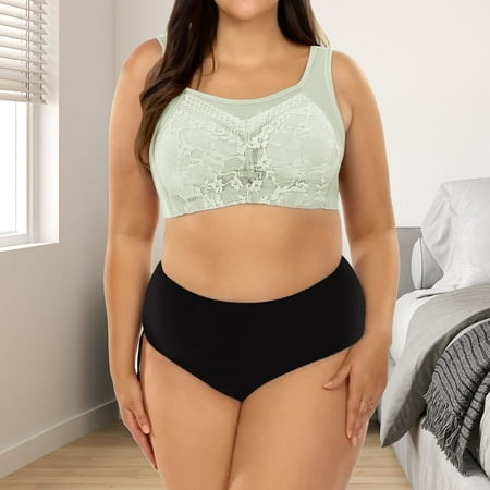 Rigardu Hot Sale!! 2025 Trendy Bra for Womens Wireless Comfort Brassiere Bras Light Padded Women s Lace Tank Top Top Bra with Large Breasts and Small Breasts Up Anti Sag Retraction Bra Green M