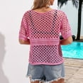 thumbnail image 4 of Olyvenn Women's Summer Crochet Hollow Out Tops Crewneck Beach Bikini Swimsuit Mesh Cover Up Tunic Top Beachwear Hot Pink 10, 4 of 5