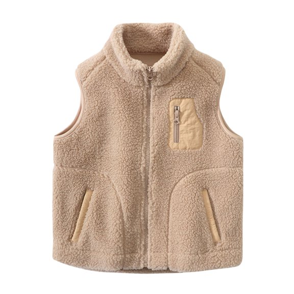 LIaqionyy Kids Girls Boys Fall Winter Sleeveless Fleece Jacket Unisex Zipper Warm Fuzzy Coat Lightweight Waistcoat
