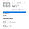 thumbnail image 2 of High Beam Headlight Bulb - Compatible with 1985 - 1989 Volvo 740 1986 1987 1988, 2 of 2