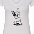 thumbnail image 4 of Inktastic B/w Frenchie (darks) Women's V-Neck T-Shirt, 4 of 5