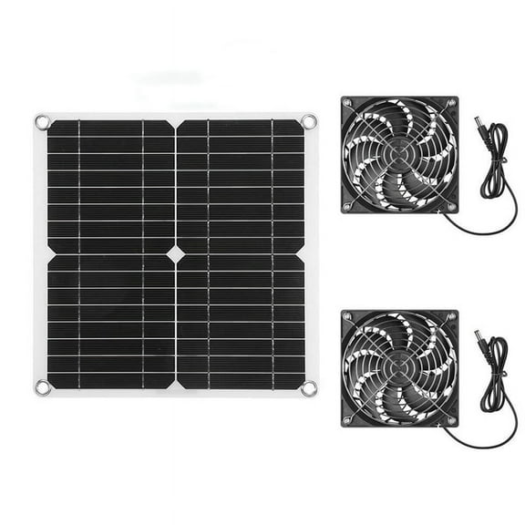 Solar Panel Powered Fan 11 Inch Ventilator Solar Exhaust Fan for Pet Poultry House Greenhouse RV Roof with 2 Fan