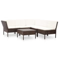 thumbnail image 1 of vidaXL 6 Piece Garden Lounge Set with Cushions Poly Rattan Brown, 1 of 12