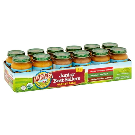 Earth's Best Organic Baby Food Best Sellers Variety Pack Baby Food, 6 oz, 12 count