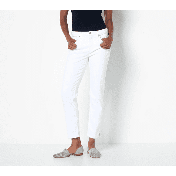 NYDJ Curves 360 Slim Straight Ankle Jeans - Optic White size 2