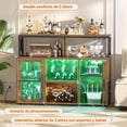 thumbnail image 3 of Estante de Vino no Empotrado para Piso,Clóset no Empotrado para Barra de Vino, Rack de Vinos, Rack para Botellas de Vino, con 2 Botelleros, 4 Portavasos para Copas de Vino y luz LED(Marron), 3 of 6