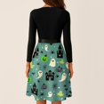 thumbnail image 5 of Women's Halloween Dress Spider Witch Hat Long Sleeve Cocktail 1950s Fall Dresses Crew Neck Hepburn Vintage Retro Dress with Belt XL, 5 of 6