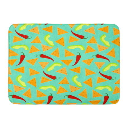 GODPOK Colorful Bright with Nachos Avocado and Chili Pepper on Blue Nice Mexican Fast Food Bar and Cafe Design Rug Doormat Bath Mat 23.6x15.7