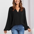 thumbnail image 2 of Camisa de trabajo para mujer, blusa con cuello en V, camisa larga con cuello vuelto, túnicas sueltas, elegantes y modernas, 2 of 9