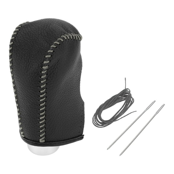 Unique Bargains Gear Shift Knob Cover for Nissan Altima 2008-2012 Anti-Slip Pebbled Black Grey Stick Shifting Handle Protector Faux Leather 1 Pc