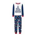 thumbnail image 5 of Family Christmas Pajamas Matching Sets, Merry Christmas Tree Text Print Raglan Tops with Polka Dot Wavy Pants, Long-Sleeve Loungewear Sleepwear for Couples, Women, Men, Kids and Baby, 5 of 6