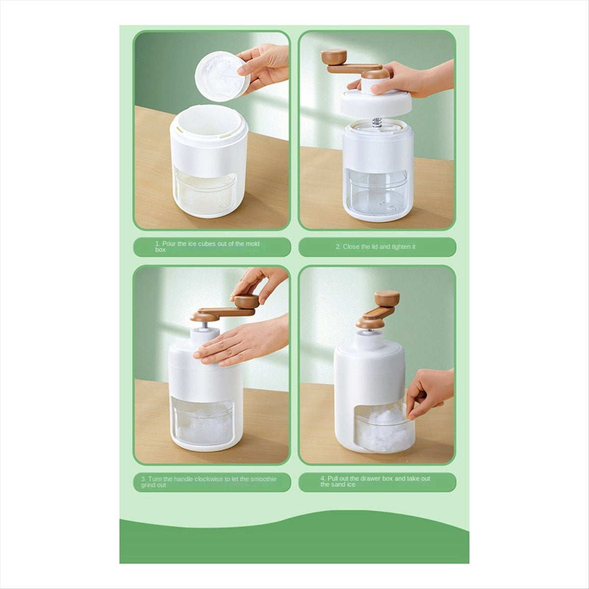 Ice Shaver Machine Portable Ice Crusher with 3 Ice-Cube Trays for Home Outdoors Use