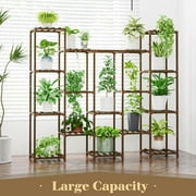 Bamworld Large Suspension Plant Shelf - Indoor Tall Plant Stand - Outdoor Style - 14 Flower Pots - Large Plant Shelf - Suitable for Living Room, Terrace, Balcony and Garden