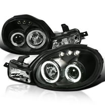 Spec-D Tuning LED Projector Headlights Black Compatible with 2000-2002 Dodge Neon, 2000-2002 Plymouth Neon, Left   Right Pair Headlamps Assembly