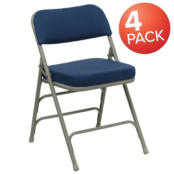 Flash Furniture Hercules Series Metal Folding Event Chairs with Cushioned Seats, Set of 4, Navy