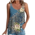 thumbnail image 2 of Tank Tops for Women under $5 Print Crew Neck Summer Loose Casual Tank Top, 2 of 4