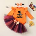 thumbnail image 6 of BOBOGOJP 3Pcs Baby Girl First Halloween Outfit Infant Romper Dress Bow Tutu Skirt with Headband Newborn Thanksgiving Bodysuit (Black, 12-18 Months), 6 of 9