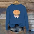 thumbnail image 3 of Ounisa Halloween Women's Pullover Thanksgiving Sweatshirt Pumpkin Horrible Smile Printed Crew Neck Blouse Long Sleeve Tops with Pocket, 3 of 5