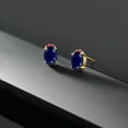 thumbnail image 4 of Gem Stone King 18K Yellow Gold Plated Silver Blue Sapphire Red Ruby Stud Earrings for Women (2.07 Cttw, Gemstone September Birthstone, Oval 7X5MM), 4 of 4