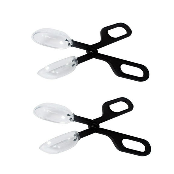 Soimiss Feeding Clamp Reptile Feeding Tongs Plastic Black Terrarium Maintenance 2Pcs