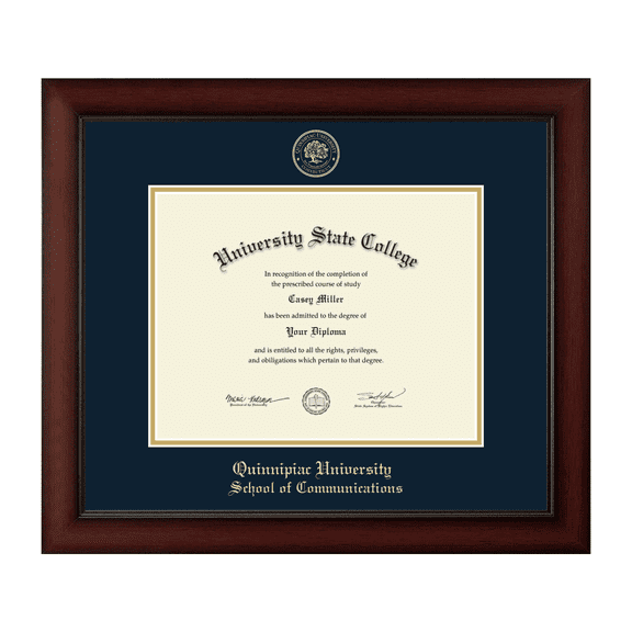 Framerly - Quinnipiac Communication Diploma Frame with Navy and Gold Mat