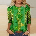 thumbnail image 1 of Xuyuer St Patricks Day Shirt Women Irish Shamrock 3/4 Sleeve Tshirts St Paddys Day Tee Tops St. Patrick's Day T-Shirts Crew Neck Spring Graphic Tee Tops Fashion Casual Pullover T-Shirt Top, 1 of 5