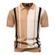 thumbnail image 1 of Ceisia Vertical Stripe Knit Top Men's Slim Fit Short Sleeve Casual Button-Down Shirt Khaki S Gifts, 1 of 8