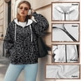 thumbnail image 6 of COEQINE Full Zip Up Oversized Jacket Fashion Sweatshirts Long Sleeve Casual Wear Women's Hoodie Y2K Black Leopard Print Fall Winter Outfits with Pockets, L, 6 of 7