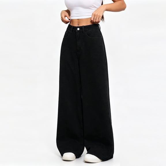 Mrmall Women'S Wide Leg Jeans Loose Drape Floor-Length Casual Denim Pants Everyday Basic Pants