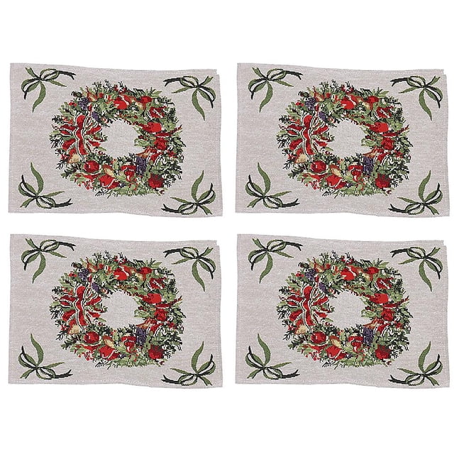 Juego de 4 manteles individuales navideños, tapete de cocina navideño para vacaciones de invierno, tapete para comedor, accesorio de Feliz Año Nuevo