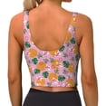 thumbnail image 3 of Haiem Fruit Pattern Womens Sports Bra - U Neck Padded Low Impact Yoga Bra Workout Crop Top Gym Moisture-Wicking Workout Vest -Large, 3 of 9
