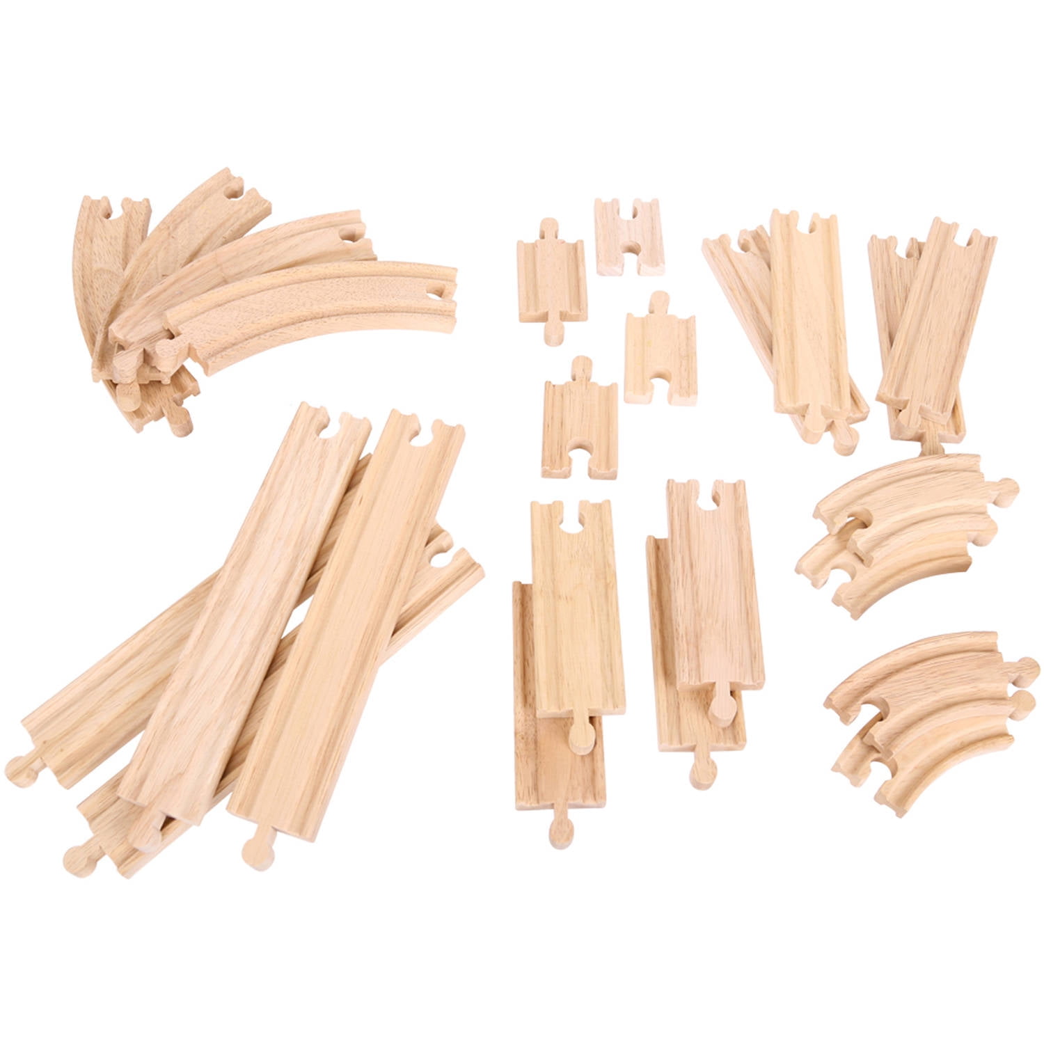 Bigjigs Rail Wooden Train Track Long Curves - Pack Of 4, Compatible With Major Brands