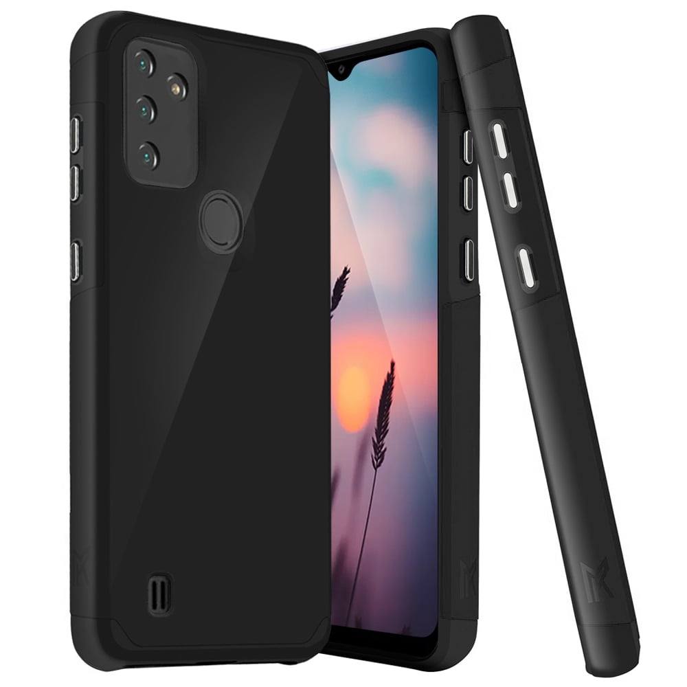 TJS for Wiko Voix Phone Case, Dual Layer Hybrid (Magnetic Mount Friendly) Shockproof Drop Protection Impact Phone Cover Case (Black)