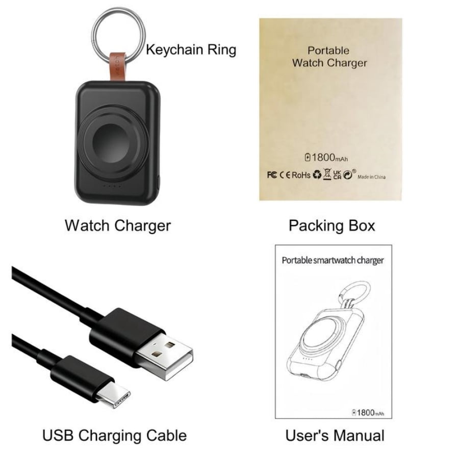 1800mAh Portable Wireless Charger for Apple Smartwatch  Compatible With Apple Smartwatch Series 9/8/7/SE/6/5/4/3/2/Ultra USB Type C Magnetic Charging Dock with Quick-Charging Watch Wireless charger