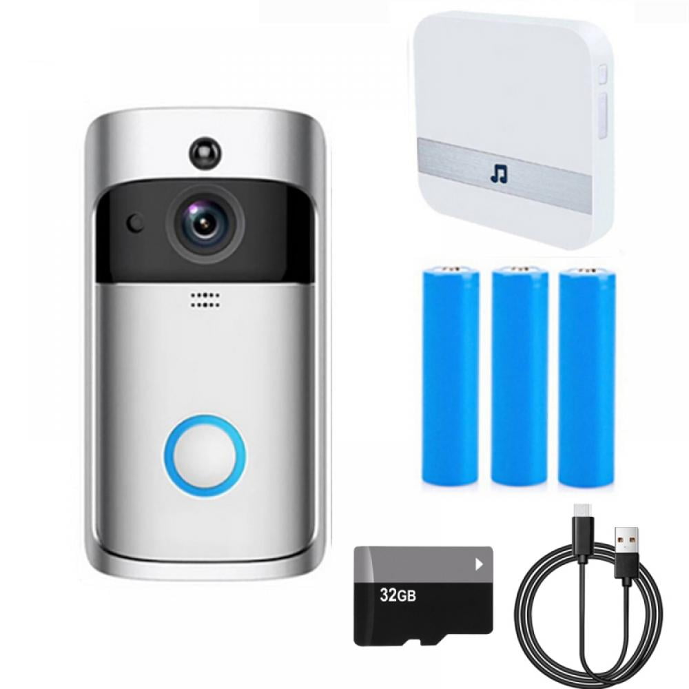 Video Doorbell+Batteries+Chime+32GB Two-Way 1080P HD Door Bell WiFi Wireless PIR 