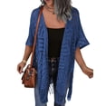 thumbnail image 4 of Zeagoo Womens Crochet Kimono Cardigan Open Front Knit Hollow Out Lightweight Cover Up with Tassel, 4 of 6