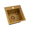 thumbnail image 7 of Ruvati RVH8215GG 15 in. Polished Brass Stainless Steel Drop in Top Mount Workstation Wet Bar Sink, Matte Gold, 7 of 7