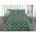 thumbnail image 2 of Ambesonne Wild Nature Quilted Coverlet 2 Pcs, Cartoon Botany Leaves, Twin Size, Hunter Green and Warm Taupe, 2 of 4
