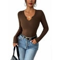 thumbnail image 2 of Zeagoo Womens Tops Long Sleeve Shirt Casual V-Neck Rib Knit Pullover Tee Basic Solid Trendy Fall Going Out Tops Underscrub Casual Outfits, 2 of 7