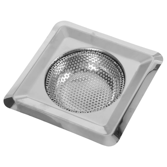 Sink Drain Strainer, 4 Inch Square Stainless Steel Sink Strainer Basket, Fine Mesh Drain Hair Catcher for Bathroom Kitchen Home, Shower Drain Cover for Bathroom Floor Drain, 1 Pack,Silver