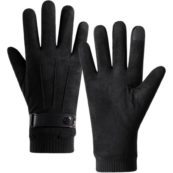 Jtbuh XLY Men's Suede Winter Gloves, Warm Fleece Lined, Touchscreen Compatible,Suit for Driving & Cycling