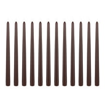 Mega Candles 12 pcs Unscented Brown Taper Candle, Hand Poured Wax Candles 12 Inch x 7/8 Inch, Home Décor, Wedding Receptions, Baby Showers, Birthdays, Celebrations, Party Favors & More
