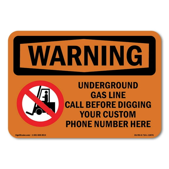 OSHA WARNING Sign - Underground Gas Line Call Custom Before | Plastic Sign | Protect Your Business, Work Site, Warehouse & Shop Area | Made in the USA