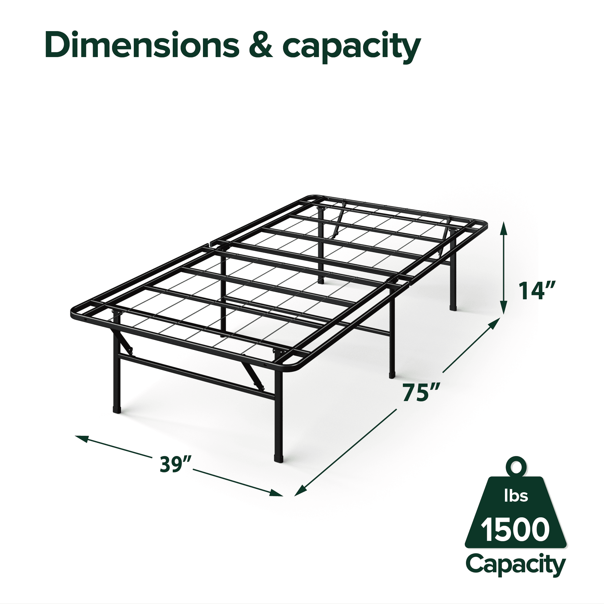 Zinus 14" Metal Smartbase Heavy-Duty Bed Frame Foundation, Twin